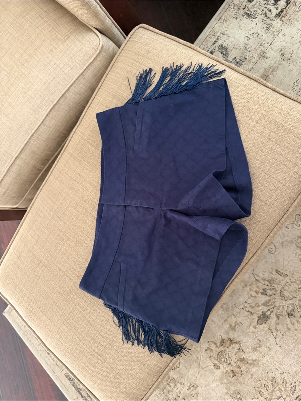 Lilly Pulitzer Navy Blue High-Waist Fringe Shorts